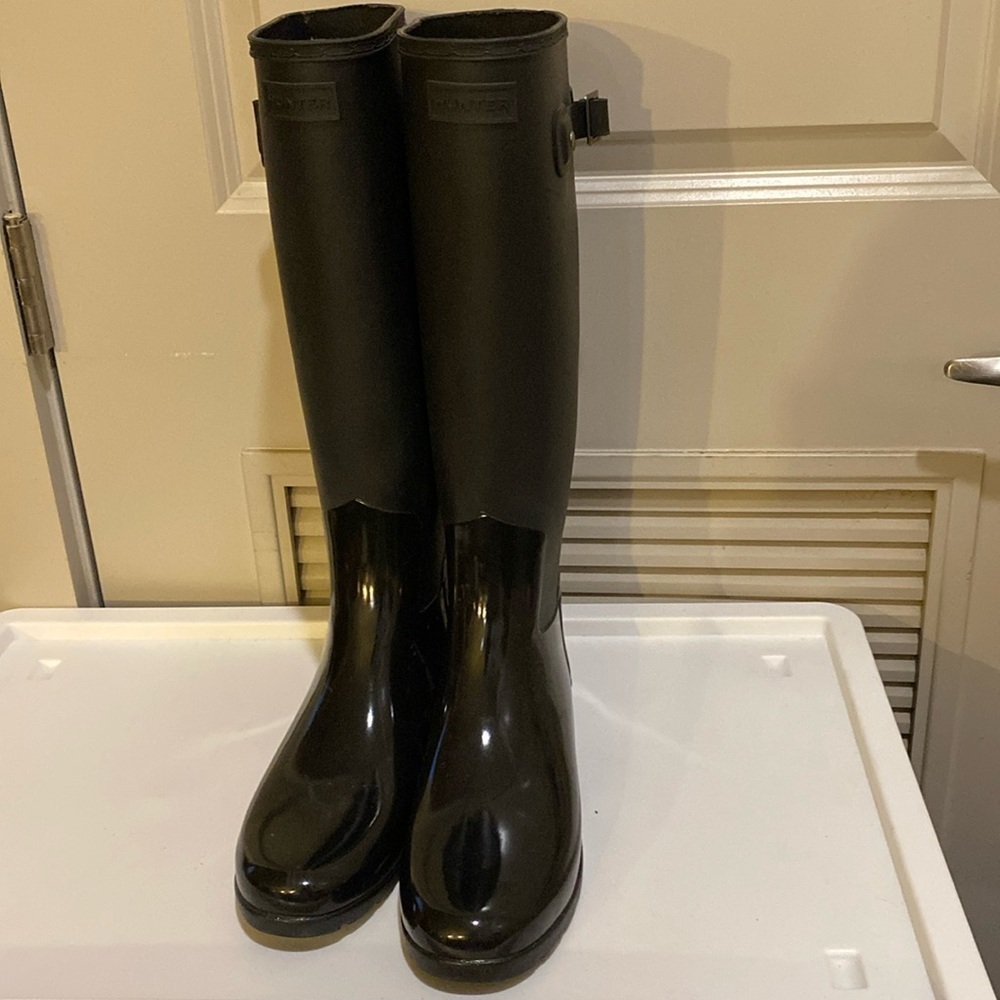 Hunter Tall Gloss & Matte Black Rain Boots
